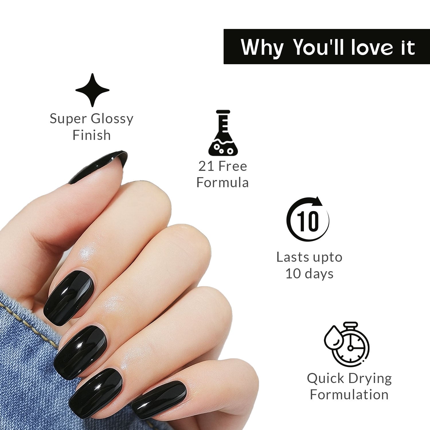 Midnight Black Gloss and Shine Nail Polish - 04