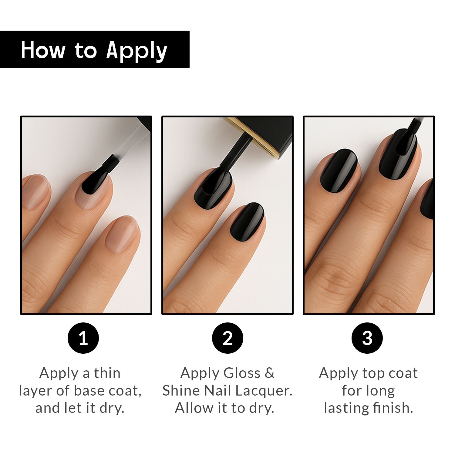 Midnight Black Gloss and Shine Nail Polish - 06