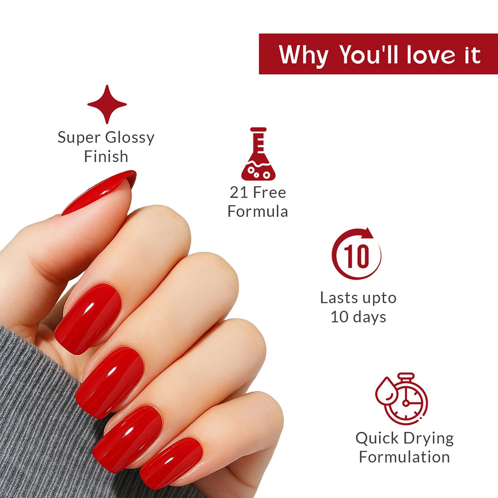 True Colors Ruby Red Gloss & Shine Nail Polish - 8ML